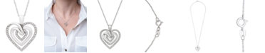 Macy's Diamond Multi-Heart 18" Pendant Necklace (1/10 ct. t.w.) in Sterling Silver